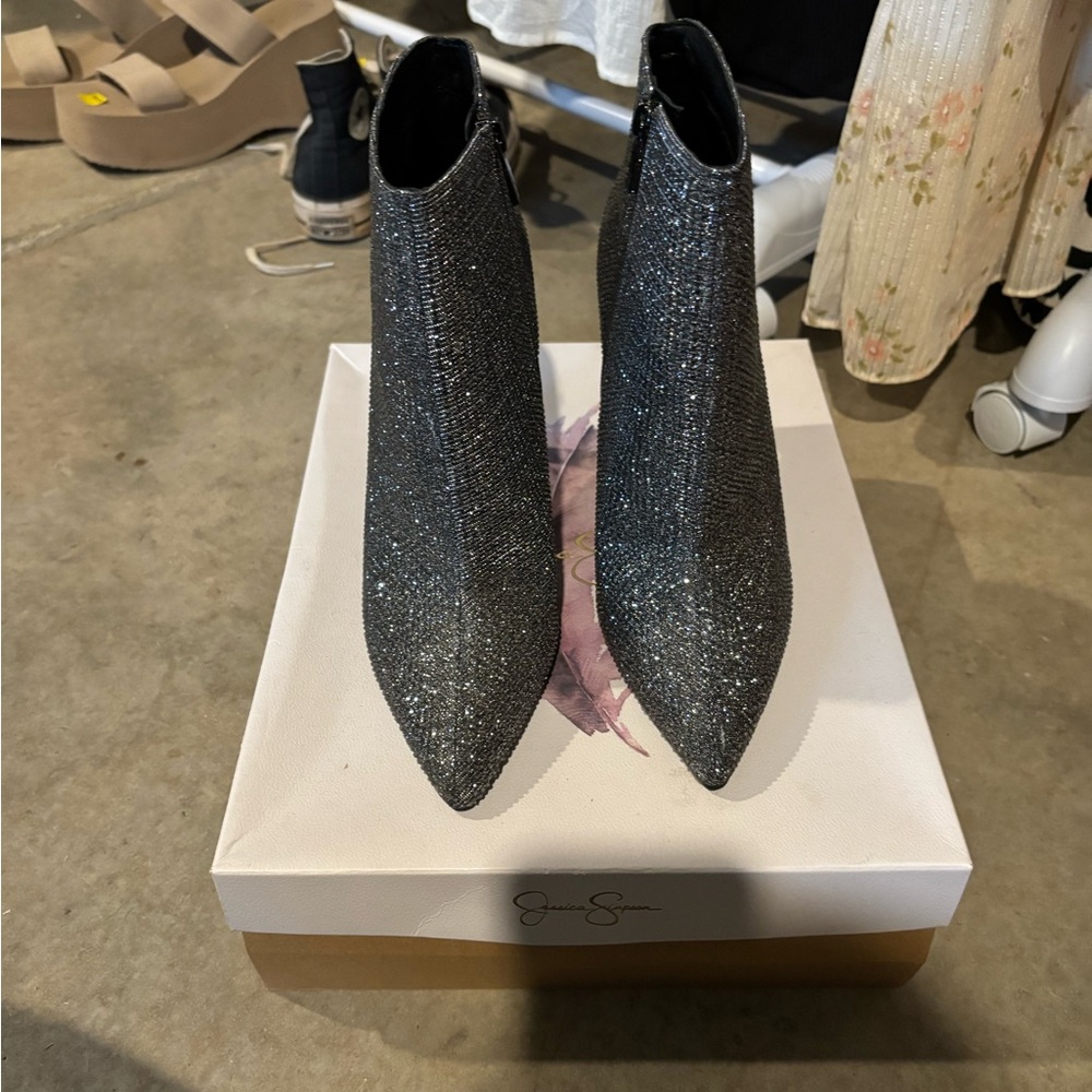 Elegant Silver Ankle Boots